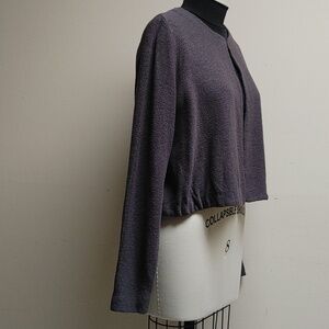 Vintage Linda Allard Ellen Tracy Wool Crop Sweater in Eggplant XL